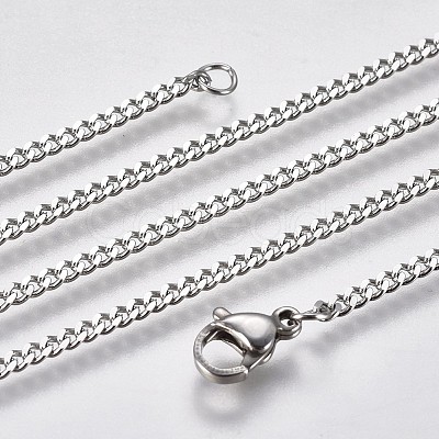 Non-Tarnish 304 Stainless Steel Curb Chain Necklaces NJEW-L162-01B-P-1