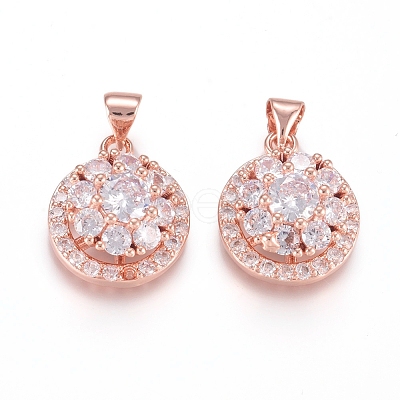 Brass Micro Pave Cubic Zirconia Pendants ZIRC-I039-01C-RG-1