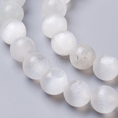 Natural Selenite Beads Strands G-I203-C-10mm-1