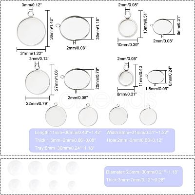 Unicraftale DIY Half Round Mixed Size Pendant Making Kits DIY-UN0002-41P-1