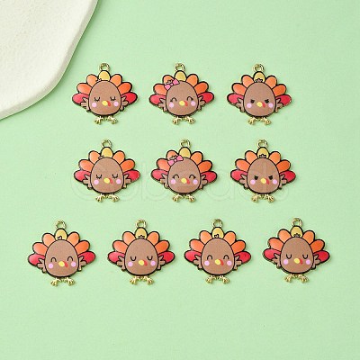 10Pcs 5 Style Cute Printed Alloy Pendants ENAM-YW0003-46A-1