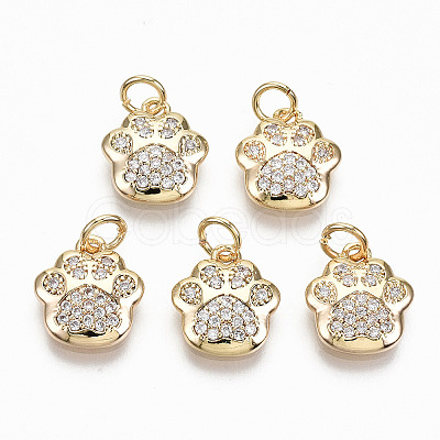 Brass Micro Pave Clear Cubic Zirconia Charms X-RJEW-T063-38G-NF-1