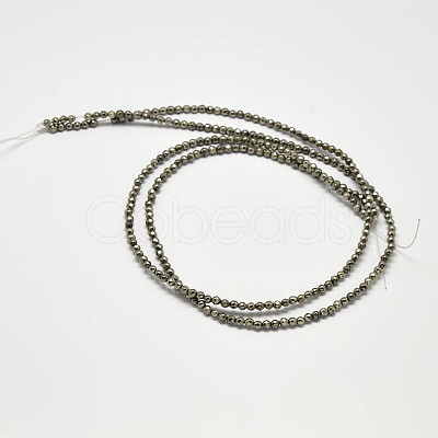 Natural Pyrite Round Beads Strands G-F197-09-4mm-1