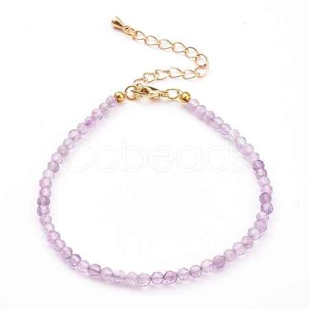 Faceted Natural Amethyst Beaded Bracelets for Women BJEW-JB05928-03-1