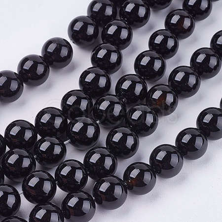 Natural Black Onyx Beads Strands X-G-H1567-10MM-1