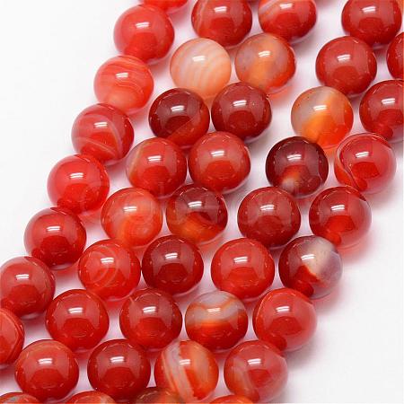Natural Striped Agate/Banded Agate Bead Strands G-K166-13-12mm-08-1