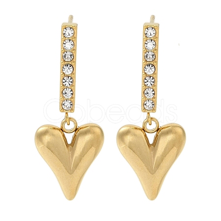 Ion Plating(IP) Stainless Steel Inlay Rhinestone Stud Earrings for Women EJEW-M024-06C-G-1