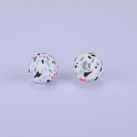 Printed Round Silicone Focal Beads SI-JX0056A-18-1