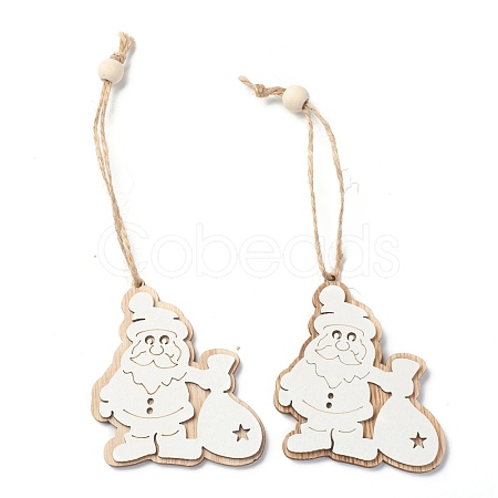Christmas Theme Natural Wood Pendant Decorations HJEW-P010-15-1