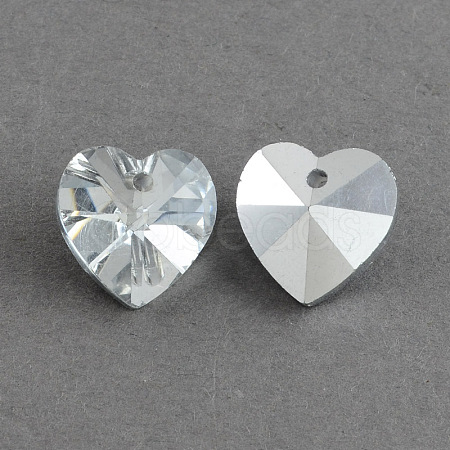 Heart Electroplated Glass Pendants EGLA-R082-01-1