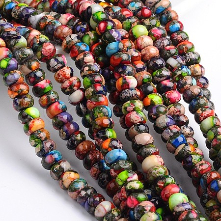 Dyed Synthetic Imperial Jasper Rondelle Beads Strands G-M275-03-6mm-1