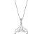 SHEGRACE Stylish Rhodium Plated 925 Sterling Silver Necklace, with Filigree Whale Tail Shape Pendant, Platinum, 15.7 inch