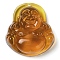 Glass Pendants, Figure of Buddha, Chocolate, 39x36x14mm, Hole: 1mm