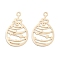 Long-Lasting Plated Brass Pendants, Hollow Teardrop, Light Gold, 20x12x0.3mm, Hole: 1.4mm