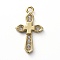 Brass Micro Pave Cubic Zirconia Pendants, Cross, Clear, Golden, 17.5x10x2mm, Hole: 1.2mm