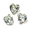 Glass Rhinestone Cabochons, Flat Back & Back Plated, Faceted, Heart, Light Azore, 6.5x6x4mm