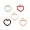 Alloy Enamel Pendants, Light Gold, Heart Charm, Mixed Color, 14x13x1.6mm, Hole: 2mm