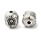 Tibetan Style Alloy Beads, Column with Flower, Antique Silver, 13x11mm, Hole: 3mm