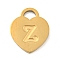 Ion Plating(IP) 304 Stainless Steel Pendants, Laser Cut, Heart with Letter Charm, Golden, Letter Z, 15x12x1mm, Hole: 3x3.5mm