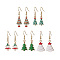 5Pairs 5 Styles Christmas Tree Alloy Enamel Dangle Earrings, 304 Stainless Steel Earrings for Women, Mixed Color, 32~39x9~16mm, 1pair/style