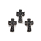 Brass Micro Pave Clear Cubic Zirconia Beads, Cross, Electrophoresis Black, 14x9x4mm, Hole: 1.2mm, 3pcs/bag