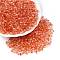 Baking Paint Electroplate Transparent Glass Seed Beads, Rondelle, Coral, 4~4.5x3.5mm, Hole: 1.2~1.6mm, about 4500pcs/pound