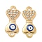 Alloy Blue Enamel Connector Charms, Crystal Rhinestone Evil Eye Links, Golden, Bowknot, 22.5x9.5x2.5mm, Hole: 1.8mm