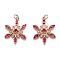 Brass Cubic Zirconia Pendants, Long-Lasting Plated, Snowflake, Real Rose Gold Plated, 24.5x19x4mm, Hole: 3.6mm