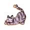 Rack Plating Alloy Enamel Pendants, Golden, Cat Charm, Gray, 25x25x25mm, Hole: 2mm