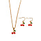 Alloy Enamel Pendant Necklaces & Dangle Earrings Sets for Women, Cherry, 400mm