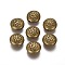 Tibetan Style Alloy Beads, Flat Round with Lotus, Cadmium Free & Nickel Free & Lead Free, Antique Bronze, 14x6.5mm, Hole: 1mm, about 240pcs/1000g