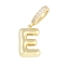 Brass Micro Pave Clear Cubic Zirconia Pendants, Long-Lasting Plated, letters, Letter E, 19x12x4.5mm, Hole: 8.5x5.5mm