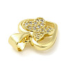Rack Plating Brass Micro Pave Clear Cubic Zirconia Charms KK-Q784-07G-3