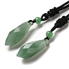 Cone Natural Green Aventurine Pendant Necklace with Nylon Rope for Women G-H286-08G-1