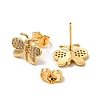 Light Gold Brass Micro Pave Cubic Zirconia Stud Earrings for Women EJEW-E295-35KCG-2