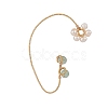 Natural Gemstone & Pearl Braided Flower Cuff Earrings EJEW-JE04957-5