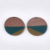 Tri-color Resin & Walnut Wood Pendants X-RESI-S358-75A-2