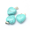 Heart Dyed Synthetic Turquoise Pendants G-Q371-09-2