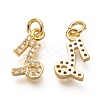 Brass Micro Pave Clear Cubic Zirconia Pendants ZIRC-P081-G12-RS-2