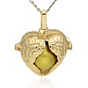 Golden Tone Brass Hollow Heart Cage Pendants KK-J241-01G-1