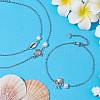3Pcs 3 Style Turtle & Shell & Starfish Alloy Link Anklets Set with 304 Stainless Steel Cable Chains AJEW-AN00550-5