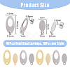 DICOSMETIC 40Pcs 4 Style 304 Stainless Steel Oval Stud Earring Findings STAS-DC0014-81-2