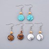 Natural Tiger Eye & Synthetic Turquoise & Natural Howlite Dangle Earrings Sets EJEW-JE02868-1