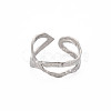 304 Stainless Steel Wave Wrap Open Cuff Ring for Women RJEW-S405-206P-1