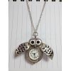 Cute Owl Alloy Quartz Pocket Watch Pendant Necklaces WACH-N006-01S-1