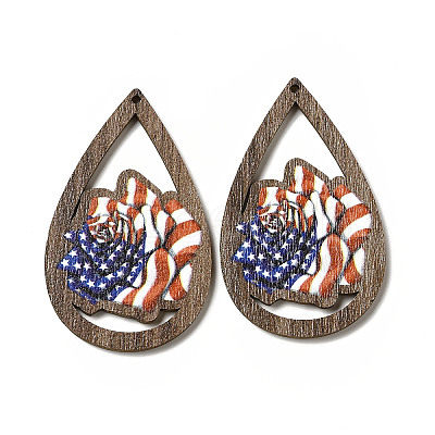 American Flag Theme Single Face Printed Aspen Wood Pendants WOOD-G014-01E-1