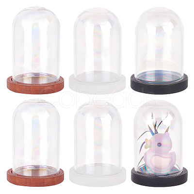 PandaHall Elite 6 Sets 3 Colors Iridescent Glass Dome Cover DJEW-PH0001-27-1