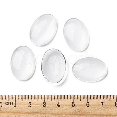 Transparent Oval Glass Cabochons X-GGLA-R022-25x18-1