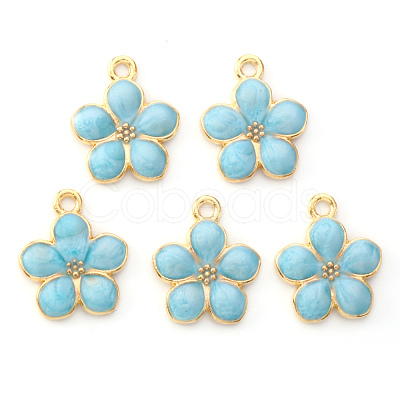 Light Gold Plated Alloy Enamel Pendants X-ENAM-R136-17B-1