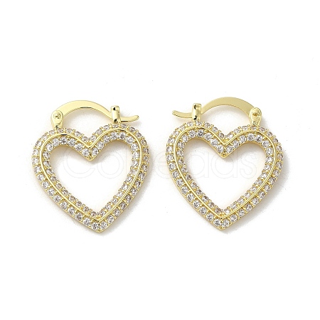 Rack Plating Brass Hollow Heart Hoop Earrings with Cubic Zirconia EJEW-Q786-07G-1